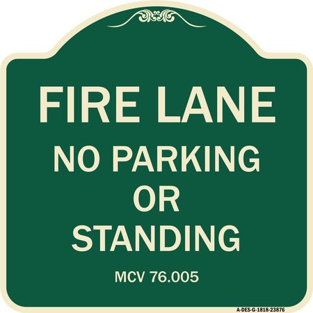 SIGNMISSION Michigan Fire Lane No Parking or Standing Heavy-Gauge Aluminum Sign, 18" x 18", G-1818-23876 A-DES-G-1818-23876